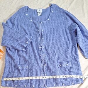 Elegant Lavender Knit Cardigan with Floral Accents